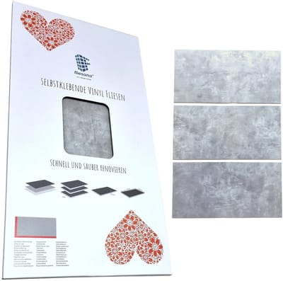 Fliesana 3LUNA - Zelfklevende wand- en vloertegels - set van 3 - waterbestendig - lichtgrijs betonpatroon