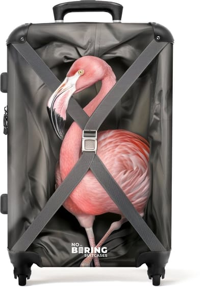 NoBoringSuitcases.com® - Koffer groot - Rolkoffer lichtgewicht - Flamingo mee op reis - Reiskoffer met 4 wielen - Grote trolley XL - 20 kg bagage - Valiezen middelgroot - Hardcase bagagekoffer - Suitcase large