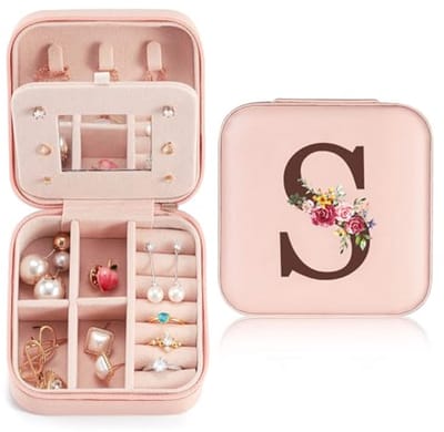Compact sieradendoosje voor dames en meisjes – Perfect voor reizen met spiegel en opbergvakken voor ringen, oorbellen en halskettingen