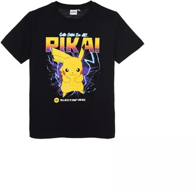 Pokémon T-Shirt Kinderen Zwart – Pikachu Print – 100% Katoen – Gotta Catch ’Em All – Maat 134/140