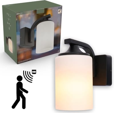 AutoLite LED wandlamp met bewegingssensor - Automatisch aan en uit bij daglicht - Zwart