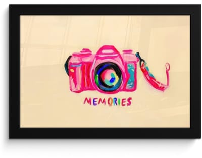 Poster in lijst - Fotolijst 30x20 cm - Posters - Camera - Memories - Roze - Geschilderd - Posterlijst zwart - Decoratie - Wanddecoratie woonkamer - Muurdecoratie slaapkamer