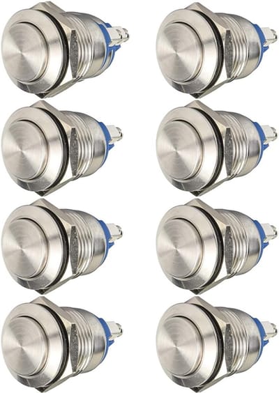 Tijdelijke Waterdichte Drukknop 8 stuks 16mm 5A voor 12V/24V/125V/250VAC