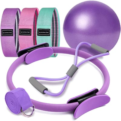 Nouveau Set Ballon de Pilates et Anneau avec Bande de Résistance pour l'Entraînement Pendant la Grossesse et Post-partum Équipement de Fitness