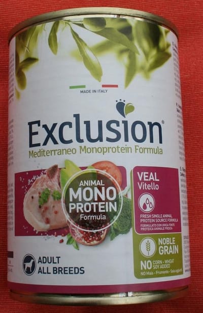 Exclusion Mediterraneo - Natvoer volwassen hond - Voor kleine tot grote maat van honden - Kalf - 6 x 400 gr.