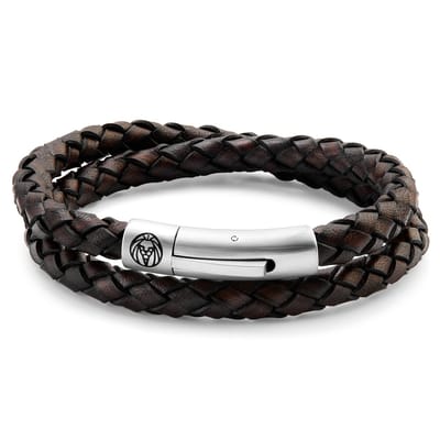 Collins 6 mm Bruine Leren Wikkelarmband