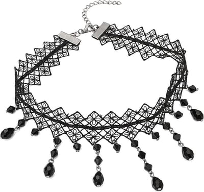 Dailygoods - Gothic halsketting van zwart kant voor dames, verstelbare vintage halsketting van victoriaans fluweel en kant, chokeraccessoires, gothic, elegant, gothic halsketting voor dames, voor Halloween, party