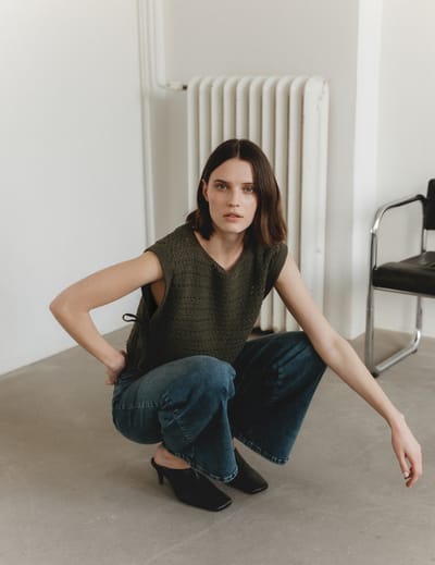 Open cotton Vest 2017 | Green - Green / S