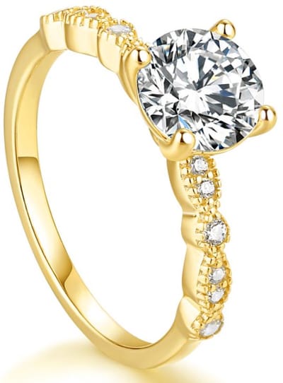 Schitterende Zilveren Gold Plated Ring 19.75 mm. (maat 62)