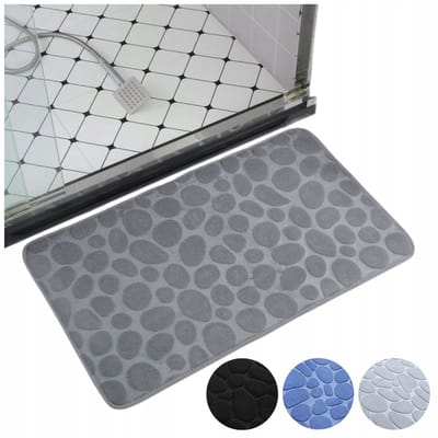 Zachte Grijze Badkamermat 40x60 cm met 3D Steenpatroon - Antislip