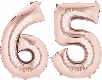 65 jaar verjaardag - Folie ballon cijfers - rose goud - 88 cm - versiering - feestarteikelen
