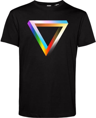 T-shirt Regenboog driehoek | Gay pride shirt kleding | Regenboog kleuren | LGBTQ | Zwart | maat XS