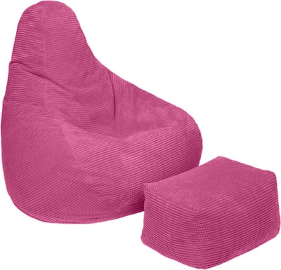 Volwassen Highback Zitzak Stoel Corduroy Stof Indoor Woonkamer Gaming Zitzak Ligstoel met Ergonomisch Ontwerp met voetbankje
