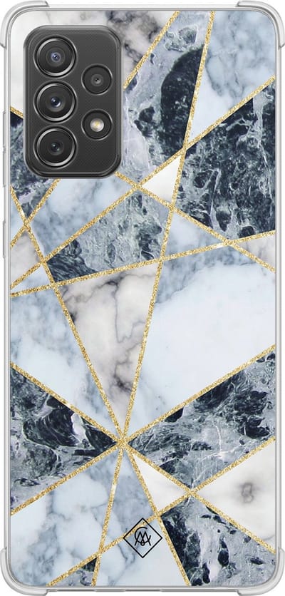 Casimoda® hoesje - Geschikt voor Samsung Galaxy A52 5G - Marmer Blauw - Shockproof case - Extra sterk - TPU/polycarbonaat - Blauw, Transparant