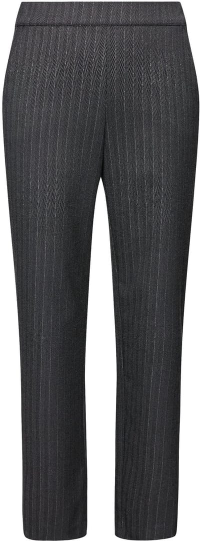 Ulla Popken - Dames - broek visgraatmotief wijde pijpen comfortabele tailleband - Asfaltgrijs - Maat 44