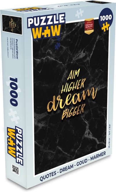 Puzzel Quotes - Dream - Goud - Marmer print - Legpuzzel - Puzzel 1000 stukjes volwassenen