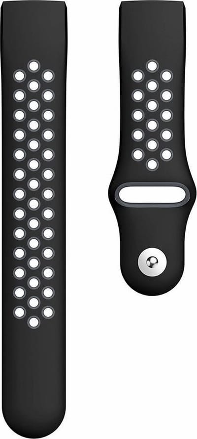Jumada's Siliconen bandje met gaatjes - geschikt voor Fitbit Charge 3 / Fitbit Charge 4 / S /SE - zwart - Maat: Maat S