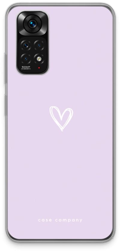 Case Company® - Hoesje geschikt voor Xiaomi Redmi Note 11 hoesje - Klein hartje paars - Soft Cover Telefoonhoesje - Bescherming aan alle Kanten en Schermrand