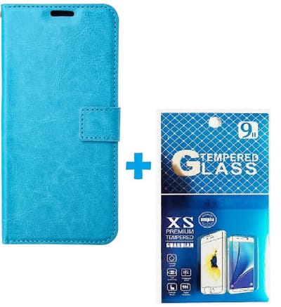 Portemonnee Bookcase Hoesje + 2 Pack Glas Geschikt voor: Samsung Galaxy A03S - turquoise