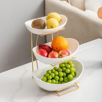 Meerlaagse Ingot Keramische Fruitschaal Hoogwaardige Fruitschaal Licht Luxe High-end Snackbord Woonkamer
