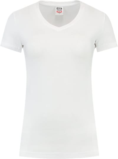Tricorp Dames T-shirt V-hals 190 grams - Casual - 101008 - Wit - maat 3XL