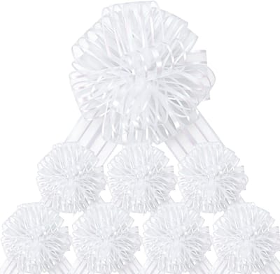 8 Grote Trekstrikken, 15 cm Witte Organza Cadeaustrikken voor Cadeauverpakking, Manden, Bruiloften, Kerst, Verjaardag en Valentijnsdag