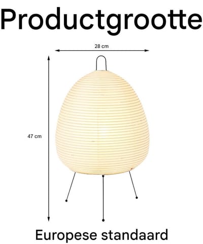 Ynkkvre -Japanse Rijstpapier Lamp - Led Tafellamp - Ricepaper Lantaarn - Voor Warme Sfeerverlichting - 1 - Vloer- Of Tafelgebruik In Mid-Century Stijl