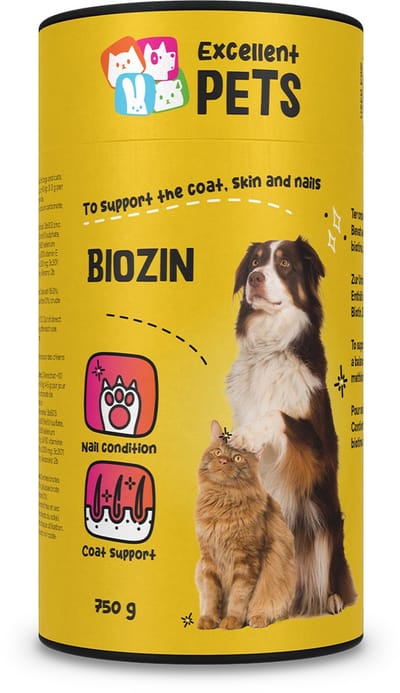 Excellent Pets Huid, vacht en nagels 750 gr - Bevat Biotine, Zink, Methionine en Keratine - Weerstand Hond & Kat Supplementen - Biozin