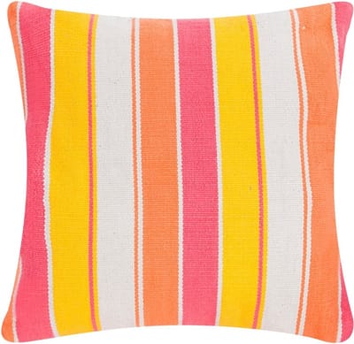 Big Stripe Fuchsia/Geel Kussen | 60 X 60 | Sierkussen Voor Woonkamer Of Slaapkamer
