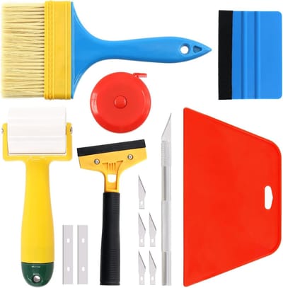 14-delige Set voor het Gladstrijken van Behang, Inclusief Squeegee, Snijmes, Meetlint en Seam Roller voor Behang, Car Wrap en Vinyl Folie