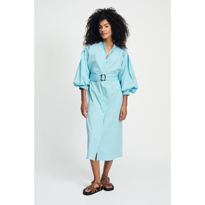 POM Amsterdam Dress - Poplin Sky Blue Größe: 36 | Blusenkleider Outlet | Damen | Blau