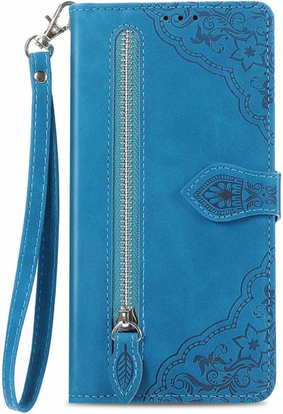 Geschikt voor Samsung Galaxy S24 FE - Lederen Portemonnee - Flip Book Case Hoesje - Blauw