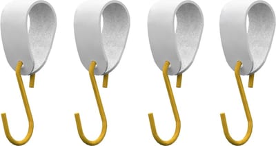S-haakje Goud + leren hanger: WIT - Maat S - set van 4 (S-haakjes - kapstokhaakje - handdoekhaakje - kapstokhaak - ophanghaken - S-haken)
