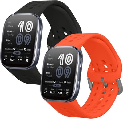 kwmobile 2x horlogebandjes geschikt voor Amazfit Bip 6 bandje - Smartwatch bandjes van TPU - Activity tracker horloge band in zwart / oranje