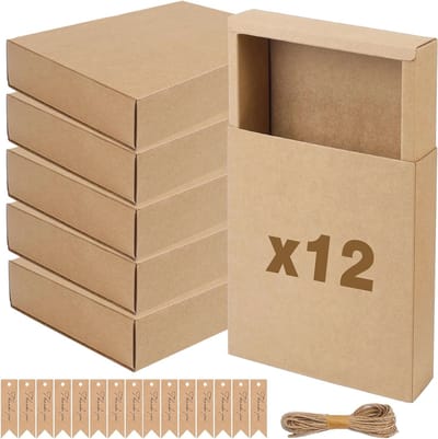 12 Kraftpapier Geschenkdozen met Deksel - Perfect voor Cadeaus, Bruiloften en Feesten | Luxe Geschenkpakketten
