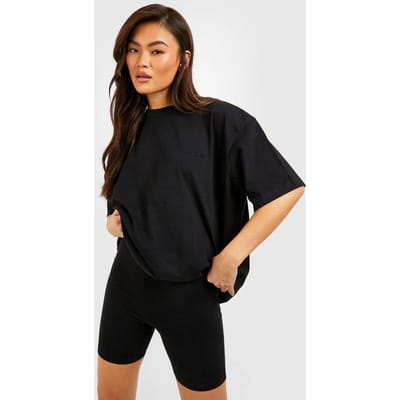 Dames Dsgn Studio Oversized T-shirt En Fietsbroek Set | Zwart | Maat: Small