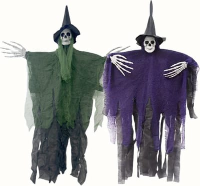Nivard Halloween Decoratie - Halloween Versiering - Binnen - Buiten - 2 Stuks - Skelet - Paars en Groen