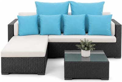 Anna Collection Bank/tuin kussens set - binnen/buiten - 6x stuks - lichtblauw - In 2 formaten