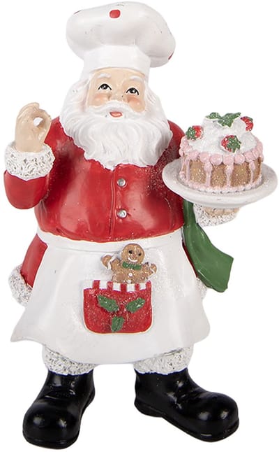 Clayre & Eef Kerstdecoratie Beeld Kerstman 9x8x16 cm Rood Kunststof