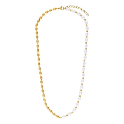 Lucardi Dames Stainless steel goldplated ketting - Ketting - Staal - Goudkleurig - 47 cm