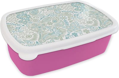Broodtrommel Roze - Lunchbox - Brooddoos - Vlinders - Patronen - Abstract - 18x12x6 cm - Kinderen - Meisje
