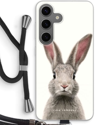 Case Company® - Hoesje met koord geschikt voor Samsung Galaxy S24 hoesje met Koord - Daisy - Telefoonhoesje met Zwart Koord - Bescherming aan alle Kanten en Over de Schermrand