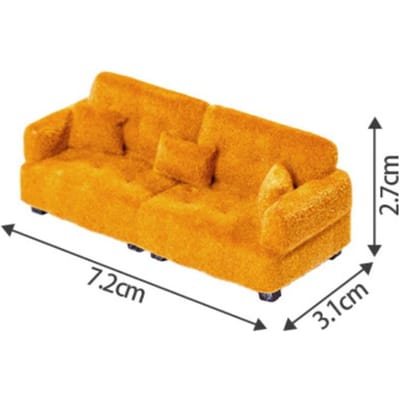 1Stuks 1:30 Schaal Draagbaar Bruin Bevlokt Miniatuur Bank Model Ontworpen Voor Poppenhuis Decor Mini Woonkamer Meubilair Doe-alsof Geniet Speelgoed orange