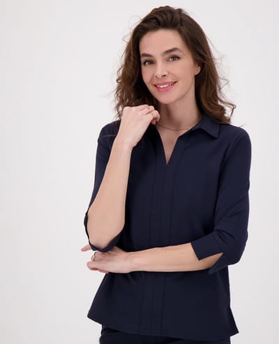 Je m'appelle Travelstof Blouse - Dames - Blauw - Maat XL