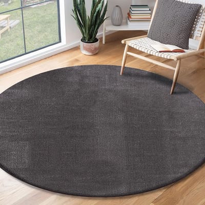 the carpet RELAX – Extra Zacht & Wasbaar Vloerkleed tot 30°C met Antislip Onderzijde – Fluweelachtige Structuur – Voor Slaapkamer of Woonkamer – Antraciet, rond 120 cm