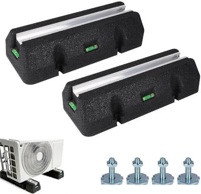 Warmtepomp Voetstukken - Trillingsdempers Rubber - Stabiele Montage - Inclusief Waterpas - 450 mm Lengte - Zwart
