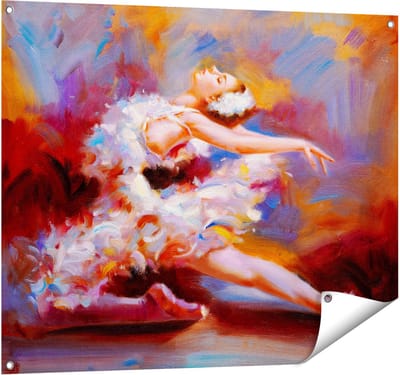 Gards Tuinposter Ballerina van Olieverf - Ballet - 100x80 cm - Tuindoek - Tuindecoratie - Wanddecoratie buiten - Tuinschilderij
