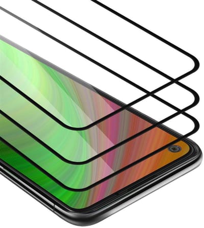 Cadorabo 3x Screenprotector geschikt voor Xiaomi RedMi NOTE 9 Volledig scherm pantserfolie Beschermfolie in TRANSPARANT met ZWART - Getemperd (Tempered) Display beschermend glas in 9H hardheid met 3D Touch