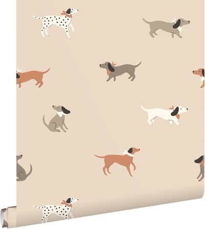 ESTAhome behang honden terracotta en bruin - 50 x 900 cm - 131379