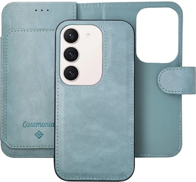 Casemania Hoesje Geschikt voor Samsung Galaxy A15 - Licht Blauw - Luxe Portemonnee Book Case met Extra Vakken - 2 in 1 Wallet Case met Pasjeshouder - Telefoonhoesje